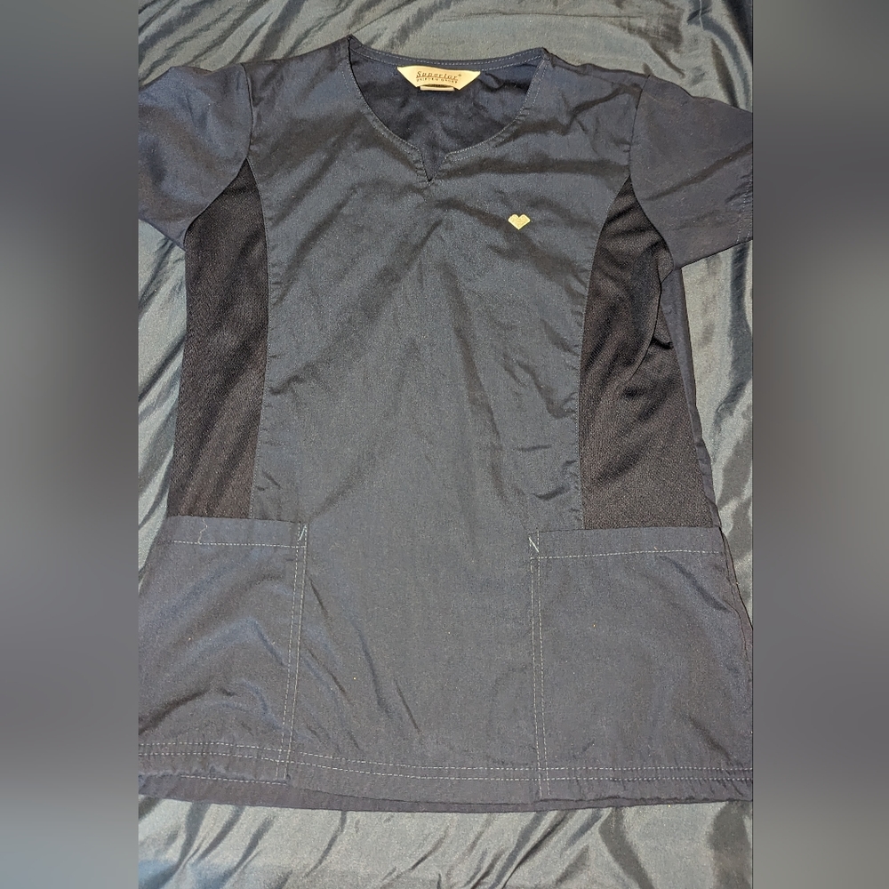 Navy blue, short sleeve, scrub top with pockets- women's size XS